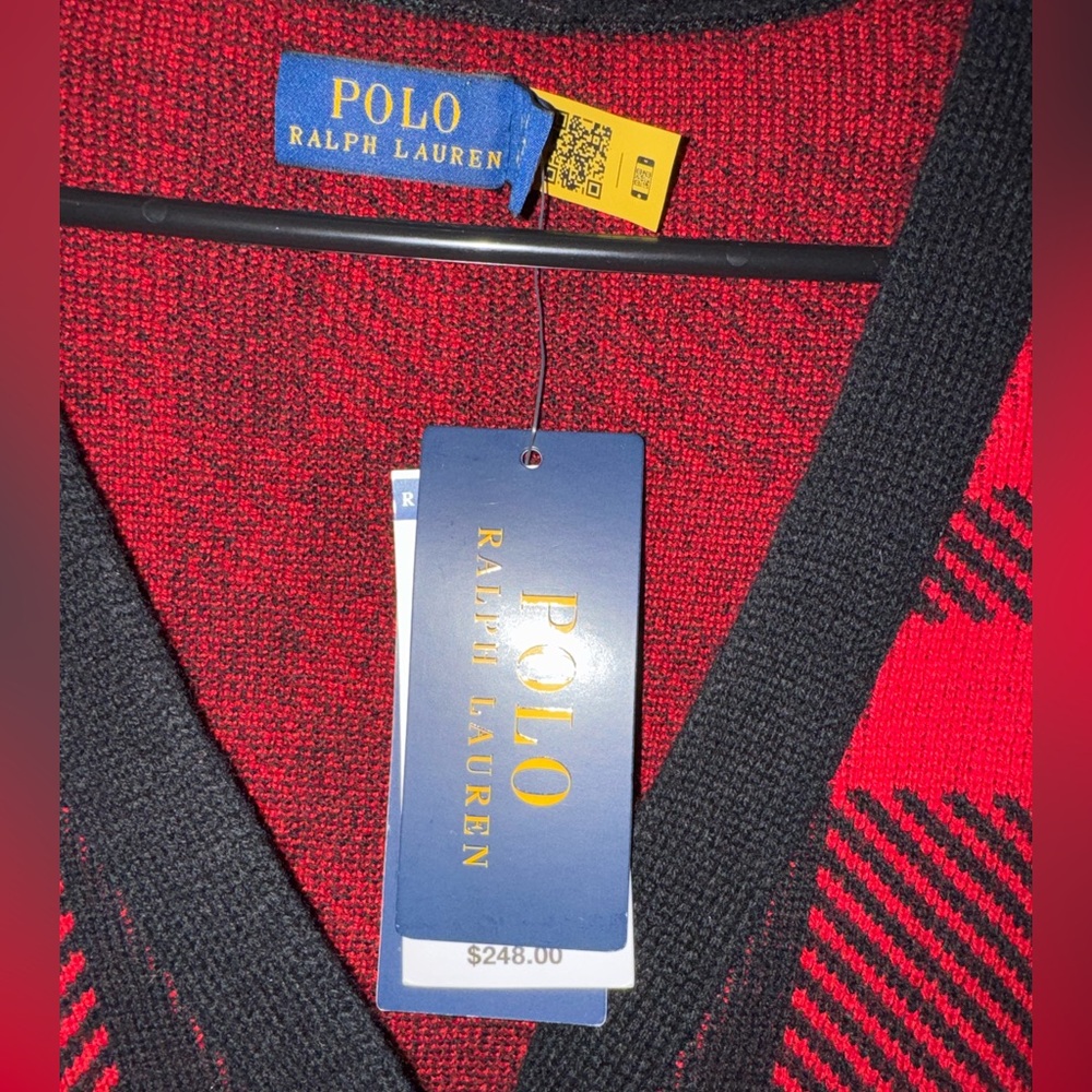 NWT Polo Ralph Lauren Women Red and Black Checkered Sweater Blazer Size XL - Picture 2 of 7